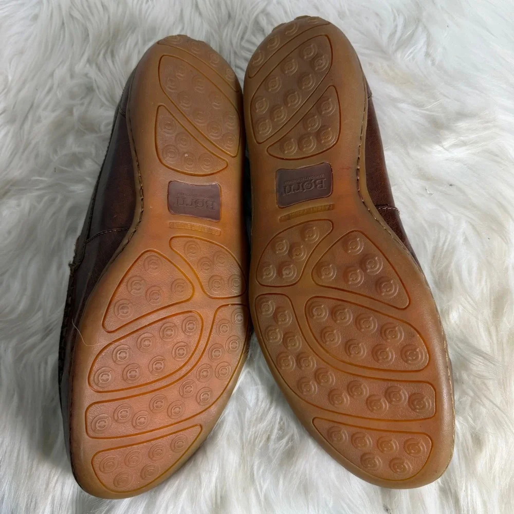 Born Mens Brown Leather Slip On Driving Loafers Moc‎ Toe Shoes H30910 Size 11M